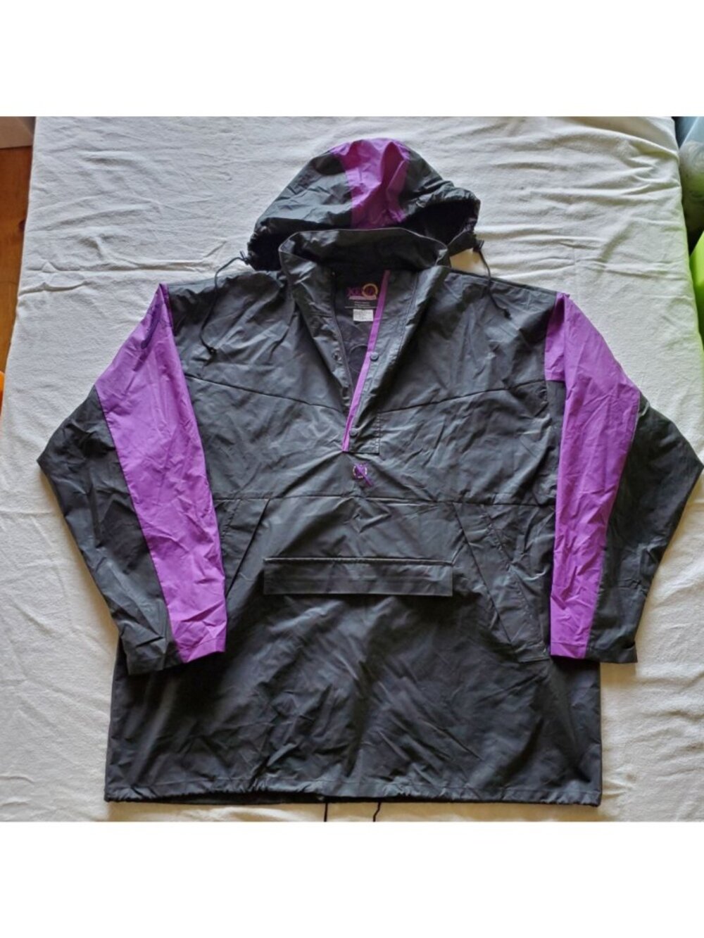 Xena Warrior Princess Pullover Windbreaker Black Purple XXL Parka Rain Coat 90s - Picture 14 of 14